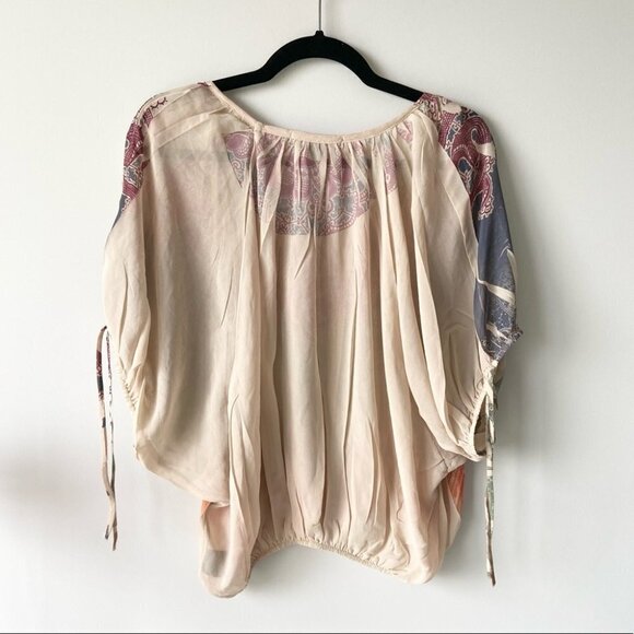 Impress Boho Print Dolman Sleeve Elastic Waist Hem Lightweight Blouse - Picture 5 of 16